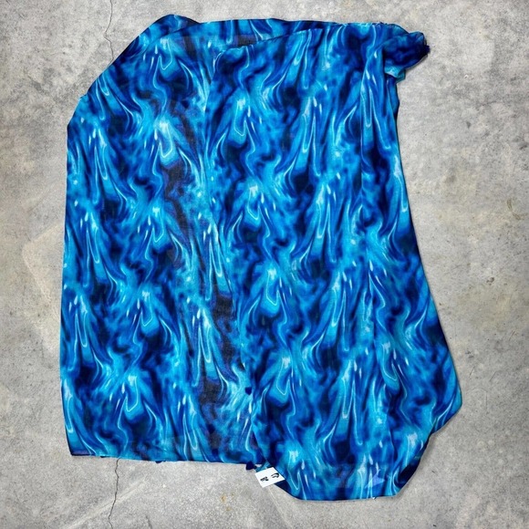 NEW Lands End Wrap Skirt Scarf Blue Bohemian Wavy Beach - Picture 5 of 5